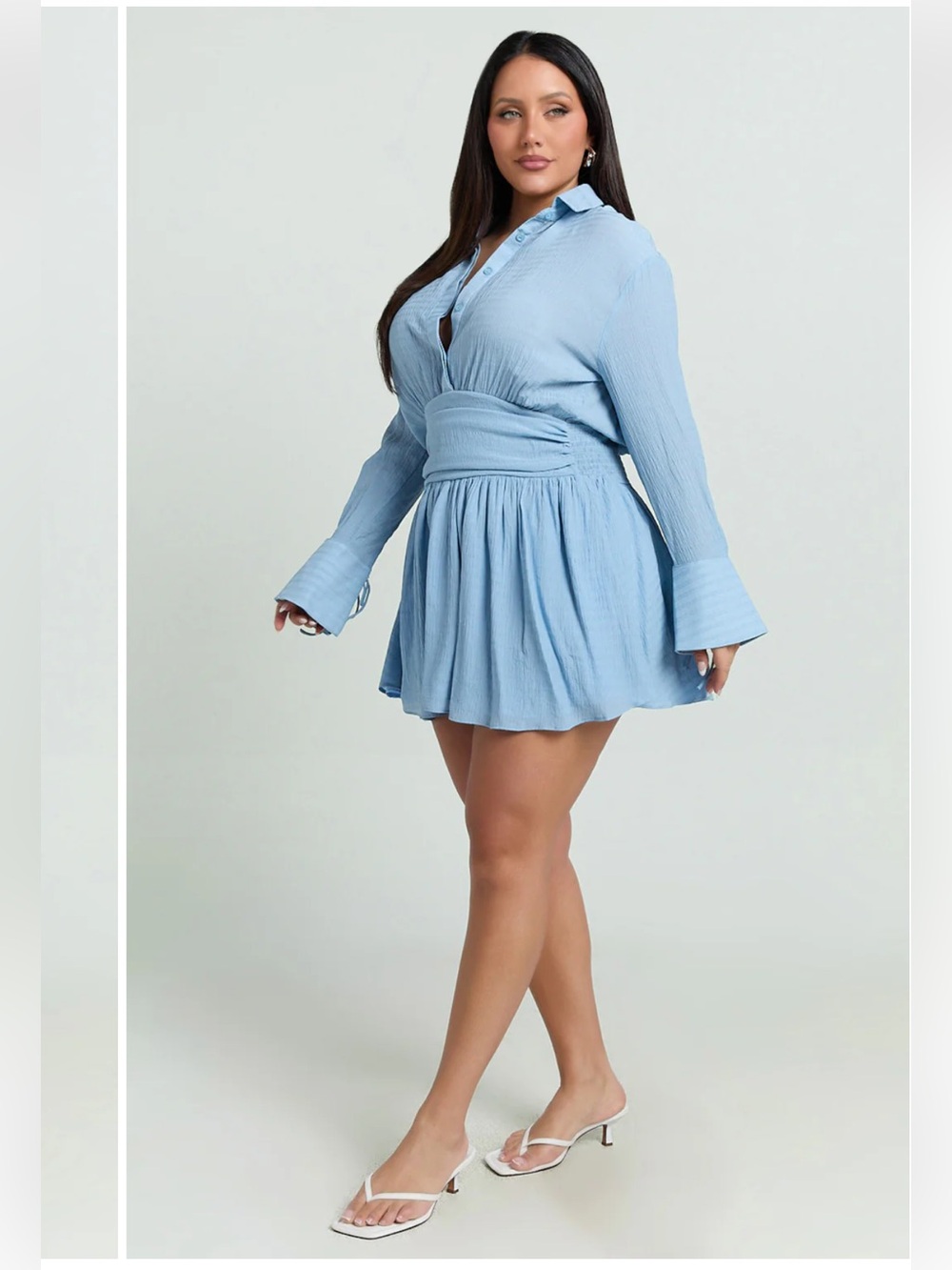 Showpo Valerie Mini Dress In Pale Blue - Picture 8 of 15